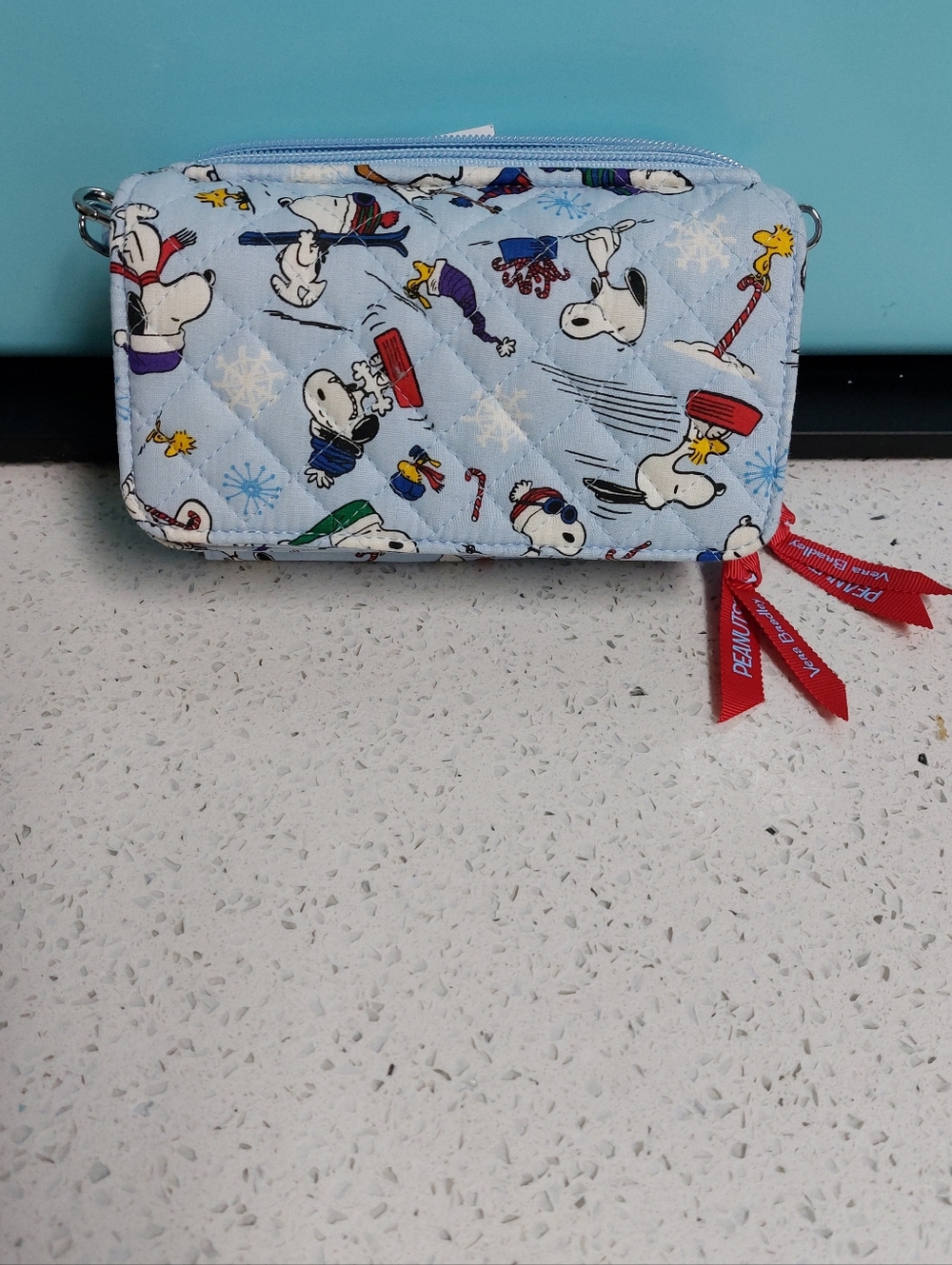 Vera Bradley Peanuts Ski Slope Snoopy All In One Crossbody Wallet NWT